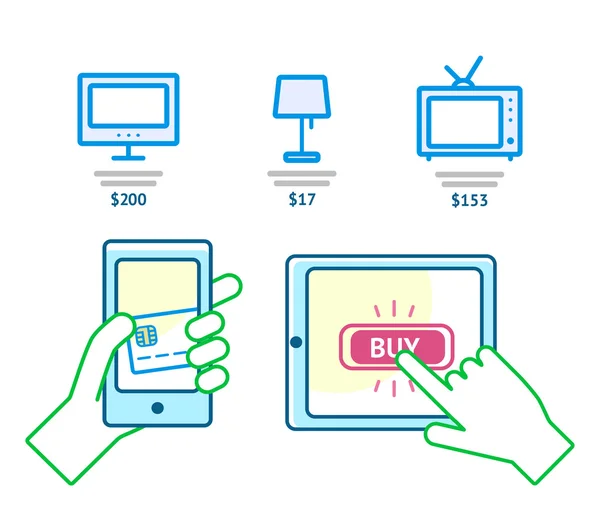 Iconos de compras en línea — Archivo Imágenes Vectoriales