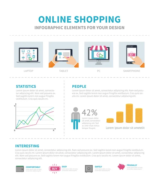 Infográfico de compras online — Vetor de Stock