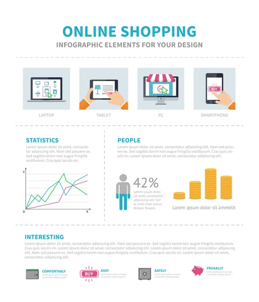 Online shopping infographic — Stock vektor