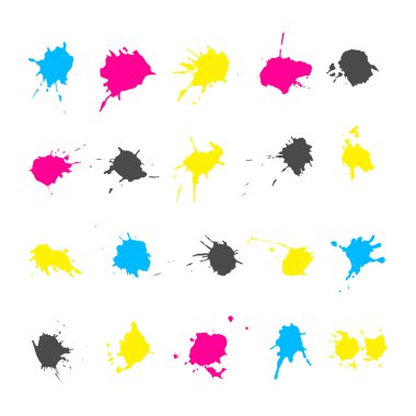 CMYK mürekkep öğeleri koleksiyon su sıçramalarına