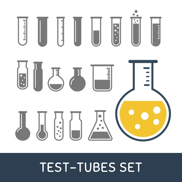 Icônes de tubes à essai chimiques — Image vectorielle