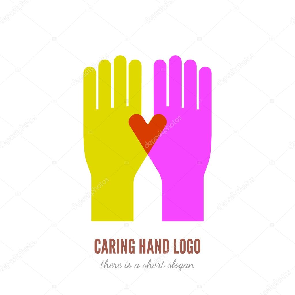 Vector illustration of two hands logo template. Help, care, assistant concept icon