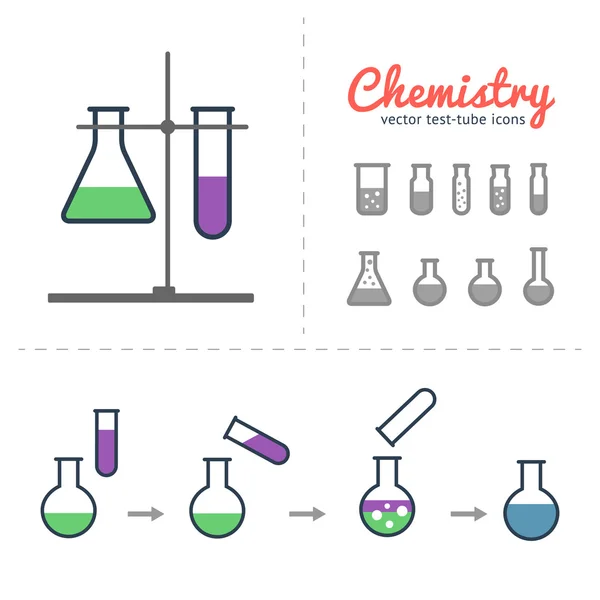 Chemical test tubes icons — Stock Vector