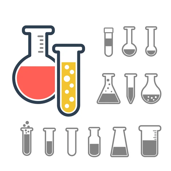 Chemische reageerbuisjes pictogrammen — Stockvector