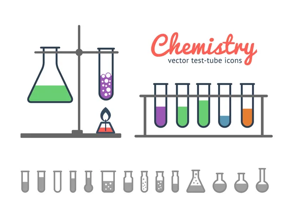 Tubos de ensayo químicos iconos Gráficos Vectoriales