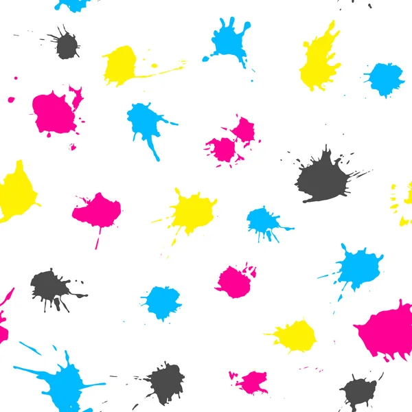 Cmyk Tinte spritzt nahtloses Muster — Stockvektor