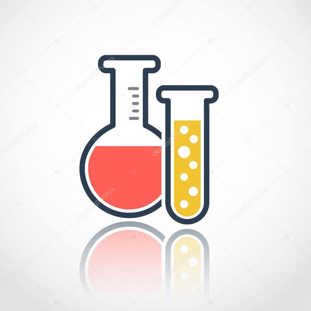 Flat Chemical test tube logo. Experiment flask symbols for chemical, medicine, education and other branding