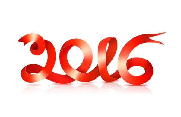 Rosso felice anno nuovo nastro su bianco — Vettoriale Stock