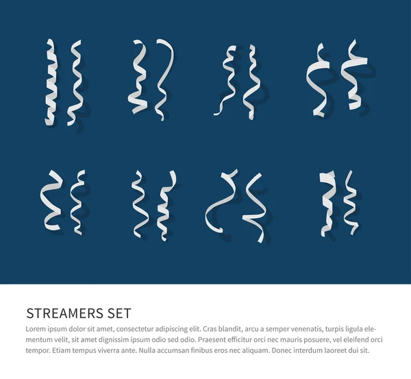 Conjunto de serpentinas planas — Vector de stock