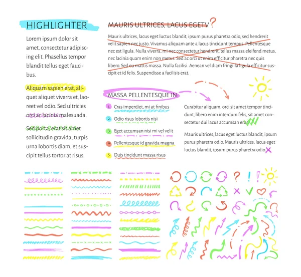 Vurgulayıcı öğeleri koleksiyonu — Stok Vektör