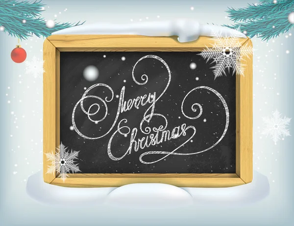 Merry Christmas belettering op blackboard — Stockvector