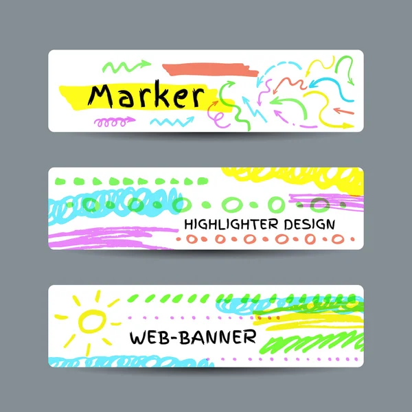 Banner con trazos de marcador — Archivo Imágenes Vectoriales