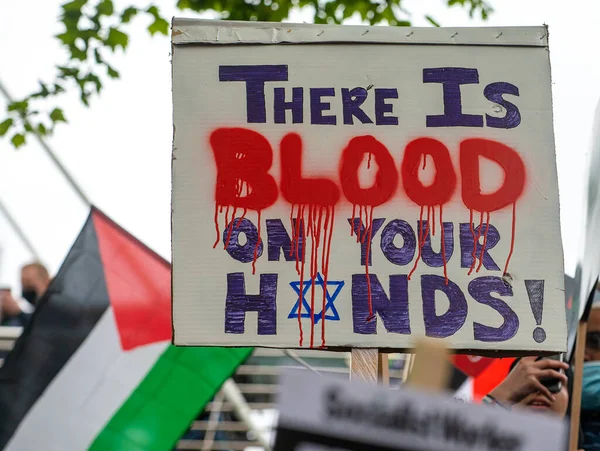 Λονδίνο Ηνωμένο Βασίλειο Μαΐου 2021 Υπογραφή Διαμαρτυρίας Υπέρ Της Παλαιστίνης — Φωτογραφία Αρχείου