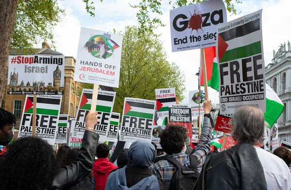 Londres Royaume Uni Mai 2021 Manifestants Pro Palestiniens Whitehall Avec — Photo