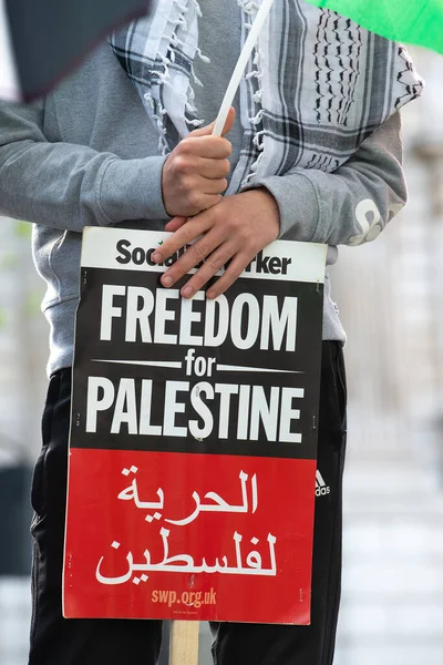 Londra Regno Unito Maggio 2021 Manifestante Pro Palestina Che Tiene — Foto Stock