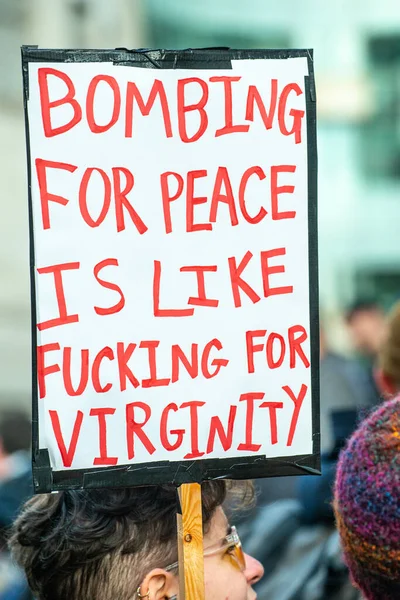 London 11Th January 2020 War Protest Sign War Iran Demonstration — Stock Photo, Image