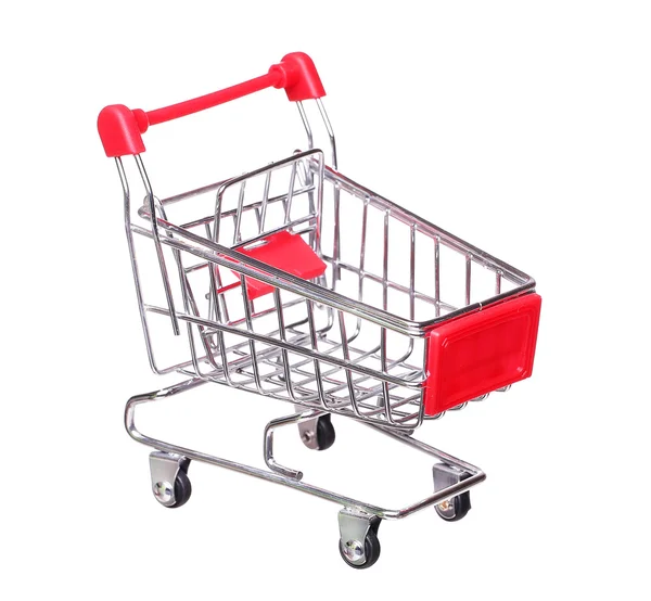 Red shopping cart isolated on white background — Stock Photo, Image