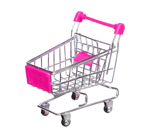 Pink shopping cart isolated on white background — Stock Photo, Image