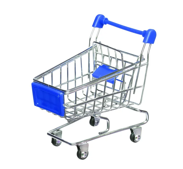 Blue shopping cart isolated on white background — Stock Photo, Image