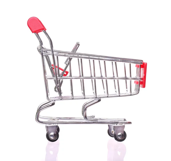 Red shopping cart isolated on white background — Stock Photo, Image