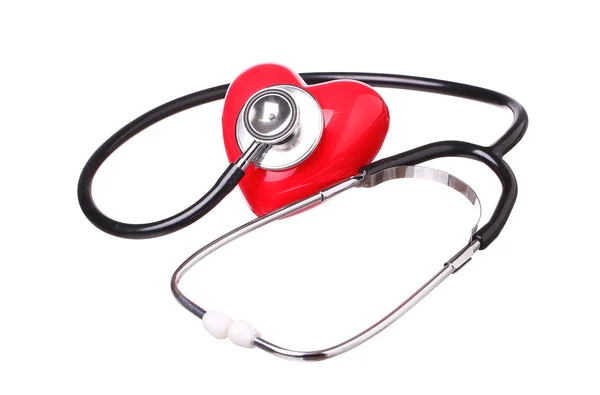 Stethoscope check red heart isolated on white background — Stock Photo, Image