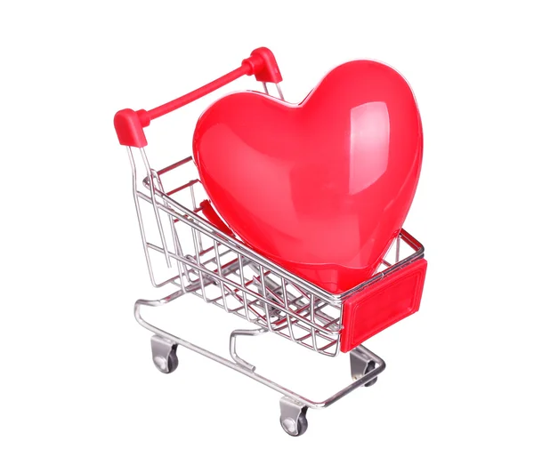 Heart in shopping cart concept isolated on white background — Stock Photo, Image