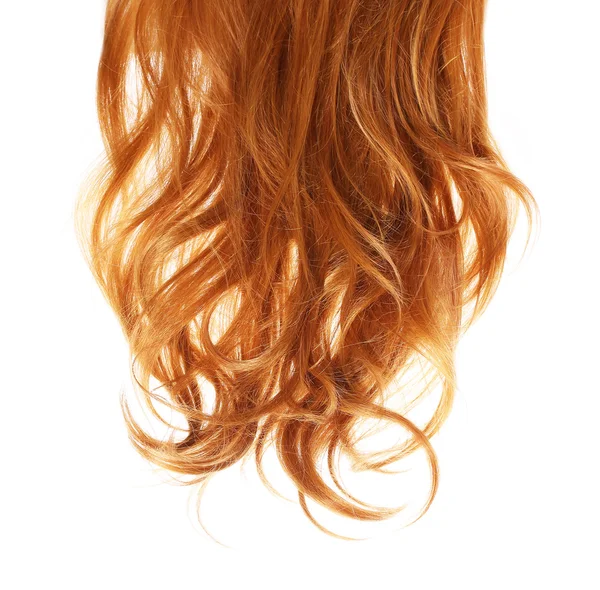 Göndör, vörös haj, elszigetelt fehér background — Stock Fotó