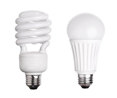 CFL floresan ve ışık beyaz arka plan üzerinde izole ampul Led