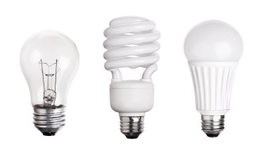 Ampul Led Cfl üzerinde beyaz backgr izole floresan kümesi