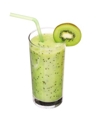 sağlıklı smoothies kivi lezzet üzerinde beyaz backgro izole bardak