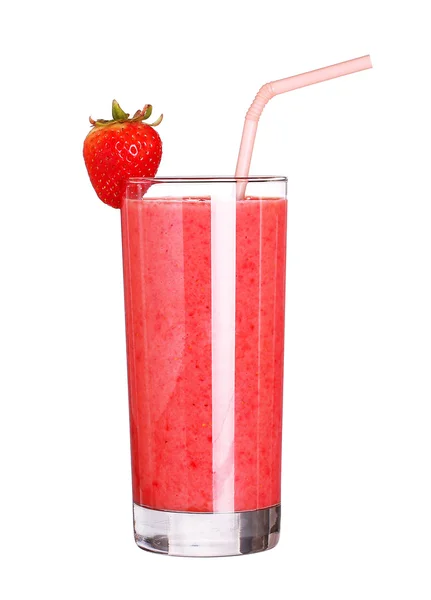 Gezonde smoothies aardbei smaak op witte b geïsoleerd glas — Stockfoto