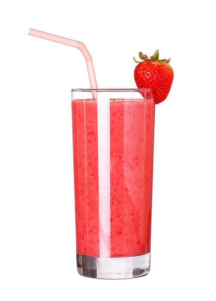 Gezonde smoothies aardbei smaak op witte b geïsoleerd glas — Stockfoto