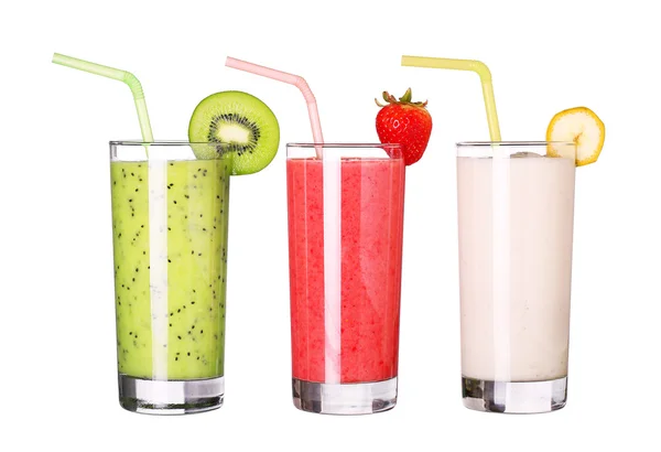 Saludable vaso de smoothies colección sabor aislado en blanco b — Foto de Stock