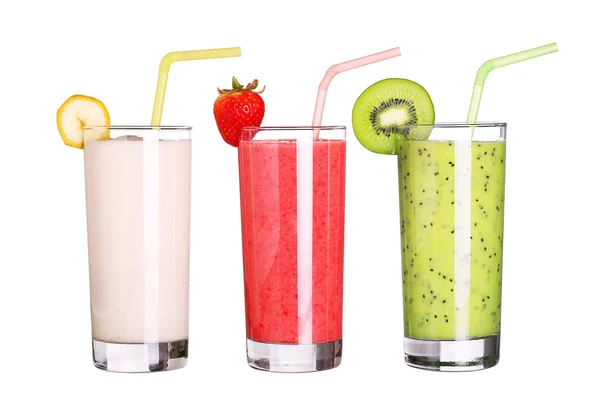 Saludable vaso de smoothies colección sabor aislado en blanco b — Foto de Stock