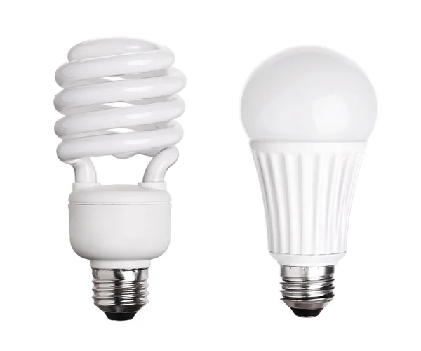 CFL Ampoule fluorescente et LED isolée sur fond blanc Image En Vente