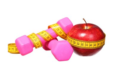 Spor donatımı. Halter, teyp, w izole elma ölçme