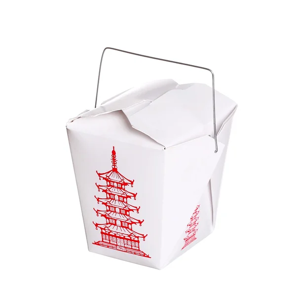 Contenedor de caja de comida china aislado sobre fondo blanco — Foto de Stock