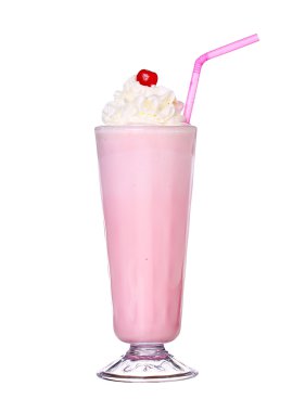 Çilekli milkshake lezzet kiraz ve çırpılmış krem Isola ile