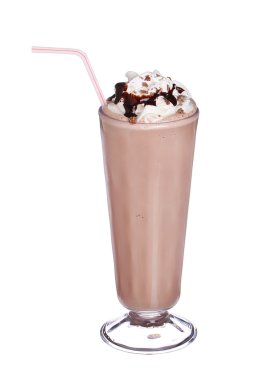 çikolatalı milkshake lezzet şurubu ve çırpılmış krem izole
