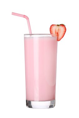 Çilekli milkshake dondurma üzerinde beyaz backgro izole lezzet