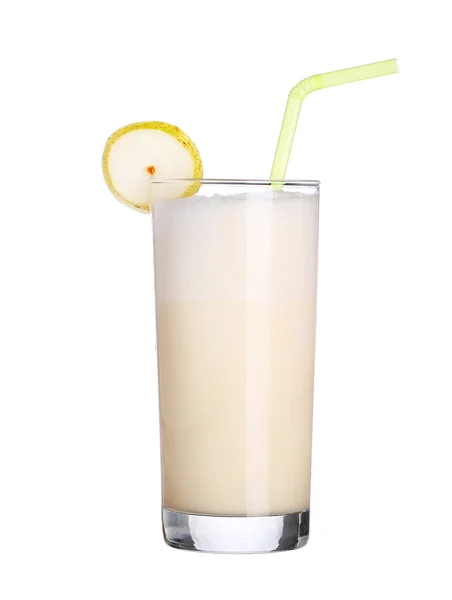 Молочные коктейли ванильное мороженое на белом фоне — стоковое фото