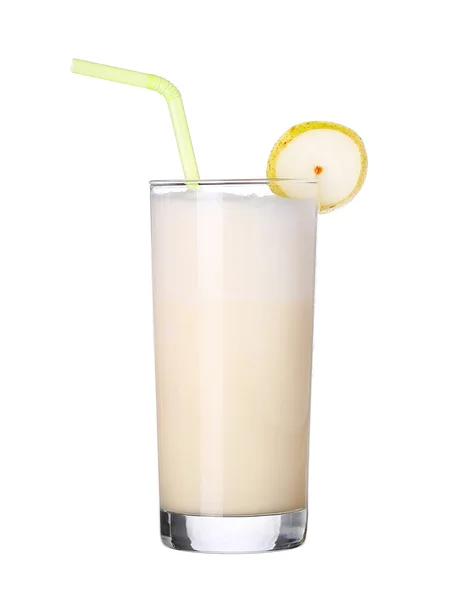 Milkshakes vanilya aroması dondurma beyaz arka plan üzerinde izole — Stok fotoğraf