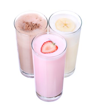 milkshakes çikolata tadında dondurma küme koleksiyon üzerinde izole