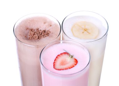milkshakes çikolata tadında dondurma küme koleksiyon üzerinde izole