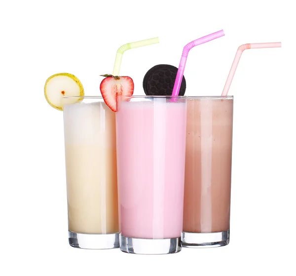 Milchshakes Schokoladengeschmack Eis Set Kollektion isoliert auf weißem Hintergrund — Stockfoto