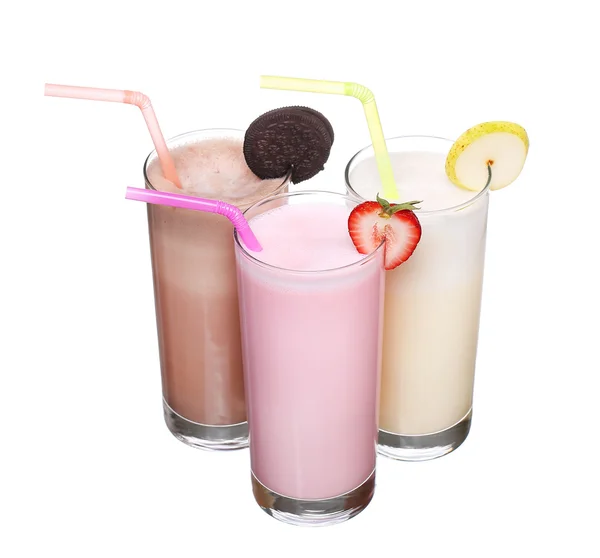 Milkshakes chocolat saveur glace ensemble collection isolée sur — Photo