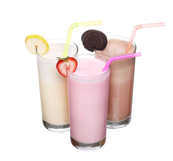 Milkshakes ciocolată aromă înghețată set de colectare izolat pe — Fotografie, imagine de stoc