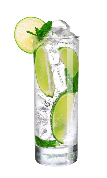 Mojito cocktail i glas isolerade på vit bakgrund — Stockfoto