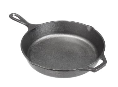 Dökme demir tavalar Isolated beyaz arka plan üzerinde