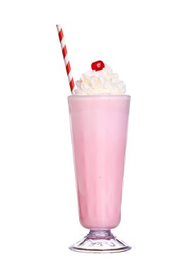 Çilekli milkshake lezzet kiraz ve çırpılmış krem Isola ile